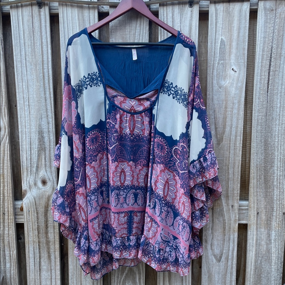 Free People Multicolor Bohemian Blouse size XS